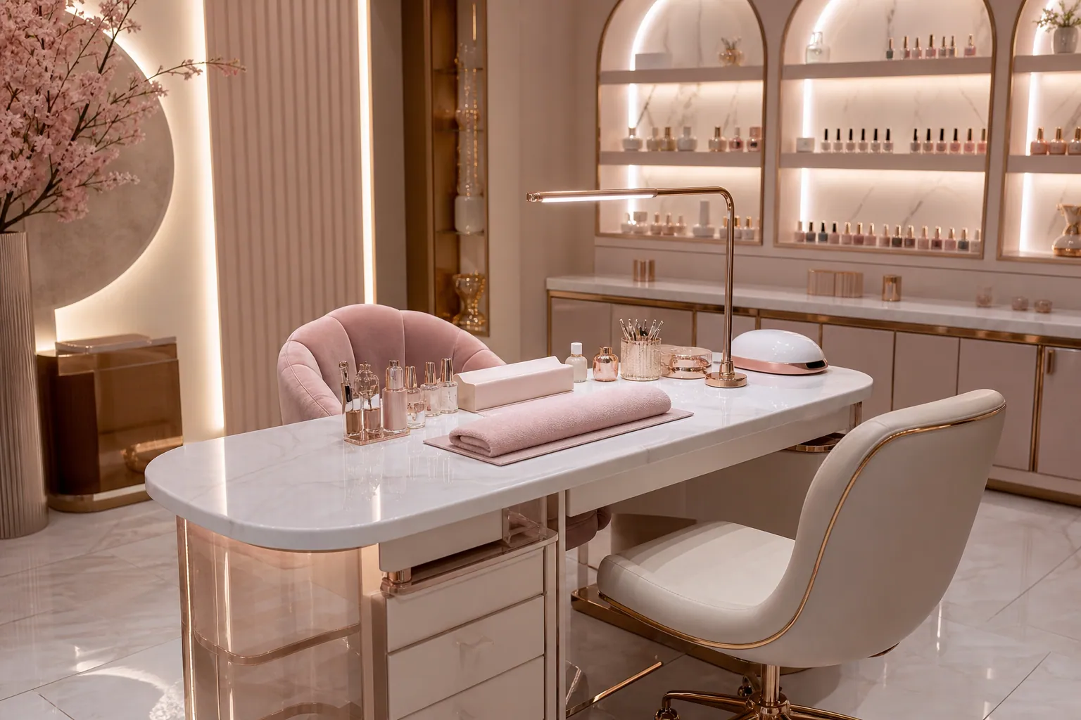 Close-up of a refined manicure during a nail treatment