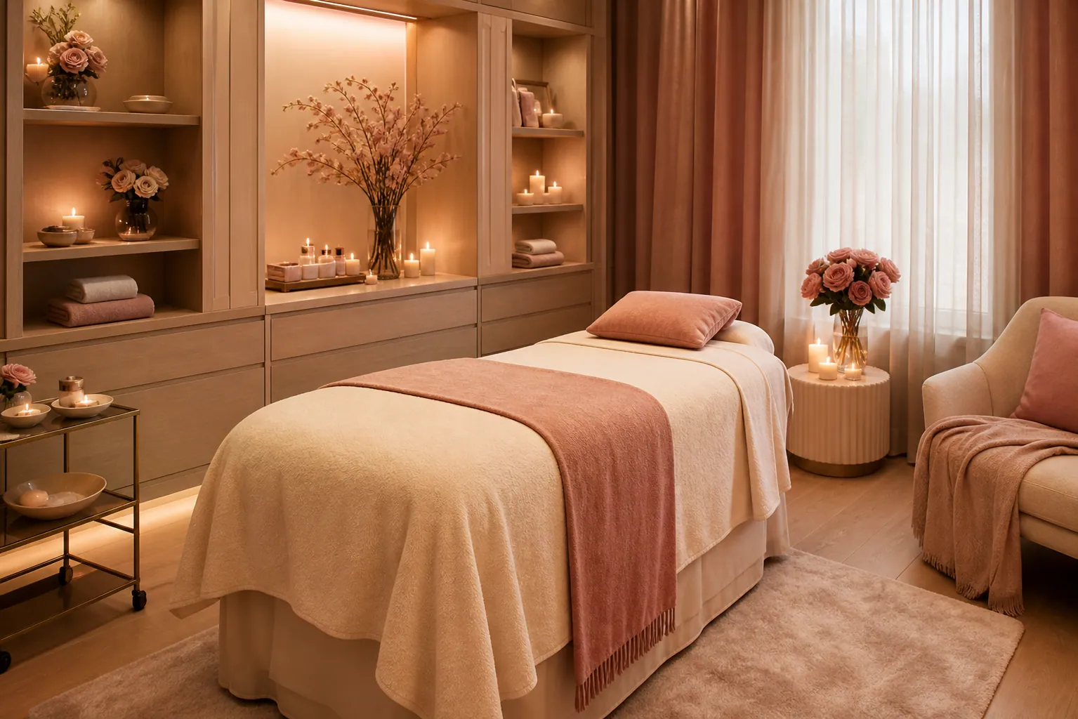 Relaxing facial and spa treatment in a calm setting